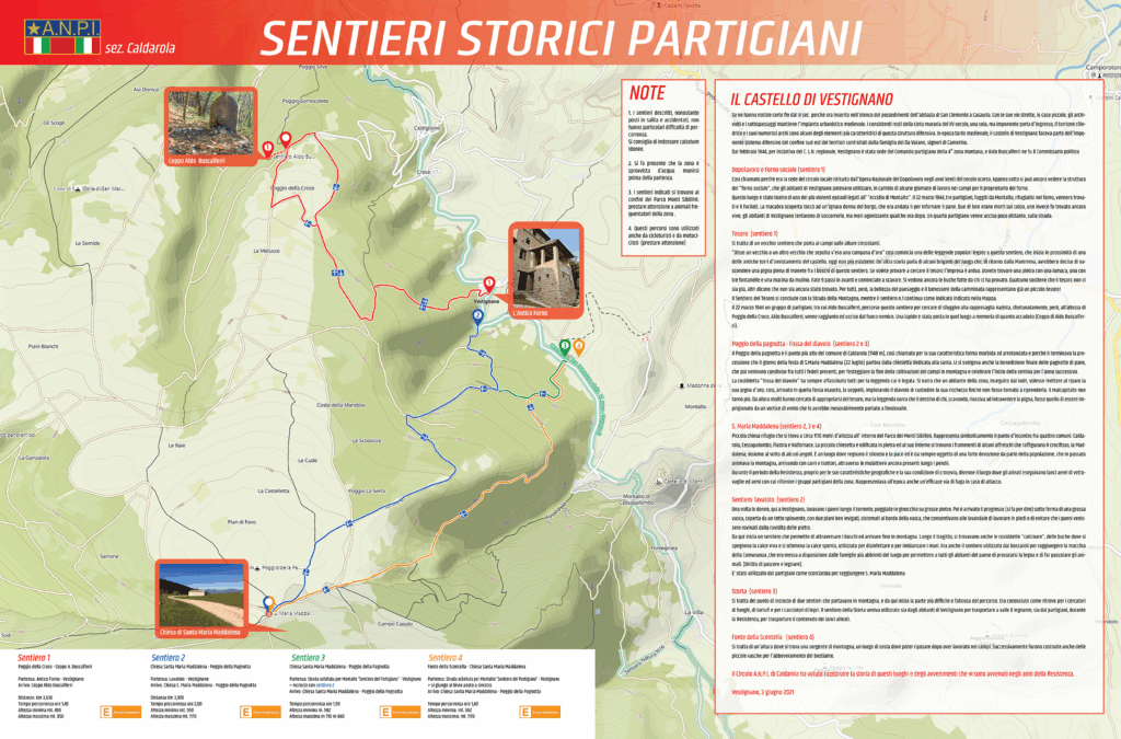 mappa dei sentieri partigiani